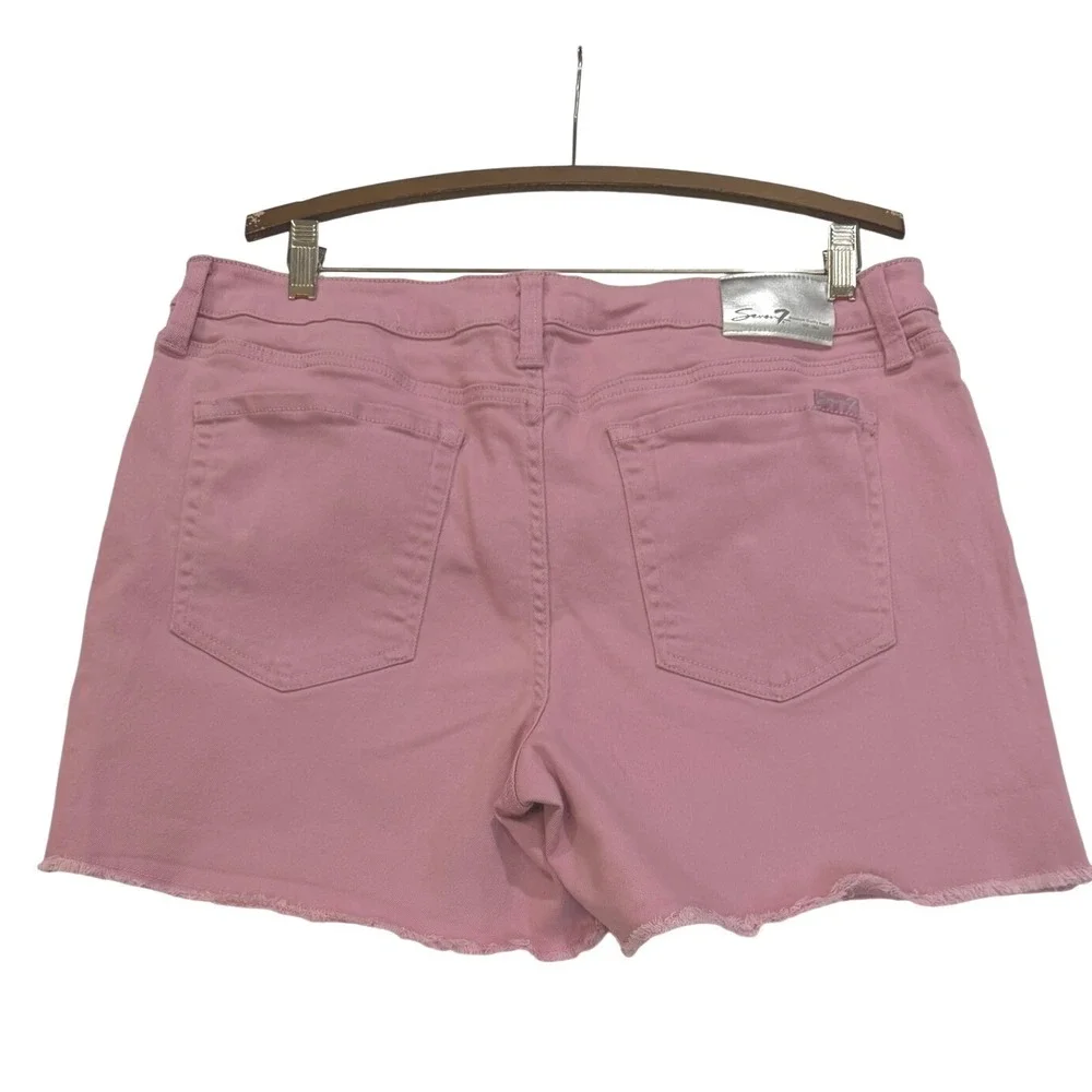 Seven7 Weekend Short Pink Denim Frayed Hem Women's Size 16 Mauve Stretch‎ Shorts
